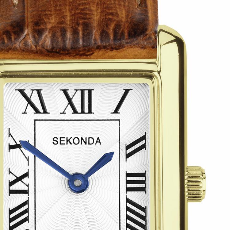 Sekonda watch white dial brown leather strap, UK version