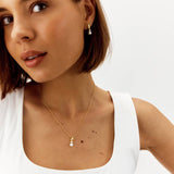 Revere gold plated drop earrings with cubic zirconia and pearl (British brand)