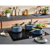 Morphy Richards blue aluminium saucepan set 3 piece, UK version