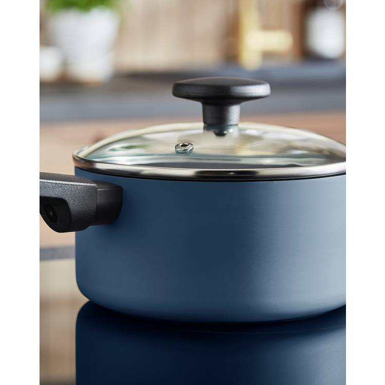 Morphy Richards blue aluminium saucepan set 3 piece, UK version