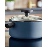 Morphy Richards blue aluminium saucepan set 3 piece, UK version