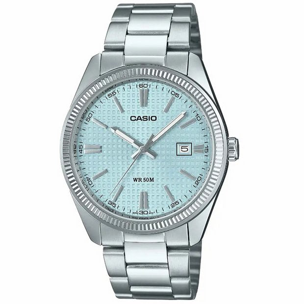 Casio analogue watch ice blue dial stainless steel, imported from the UK