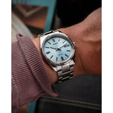 Casio analogue watch ice blue dial stainless steel, imported from the UK