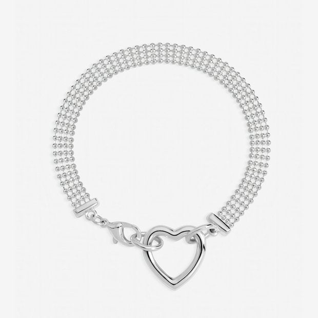 Inicio silver plated mesh heart clasp bracelet 18cm - British product