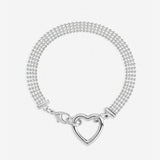 Inicio silver plated mesh heart clasp bracelet 18cm - British product