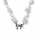 Flitzy kids bow pendant white pearl necklace (British brand)