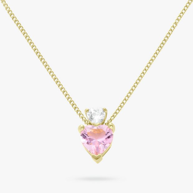 Revere gold plated silver double heart pendant necklace - British product