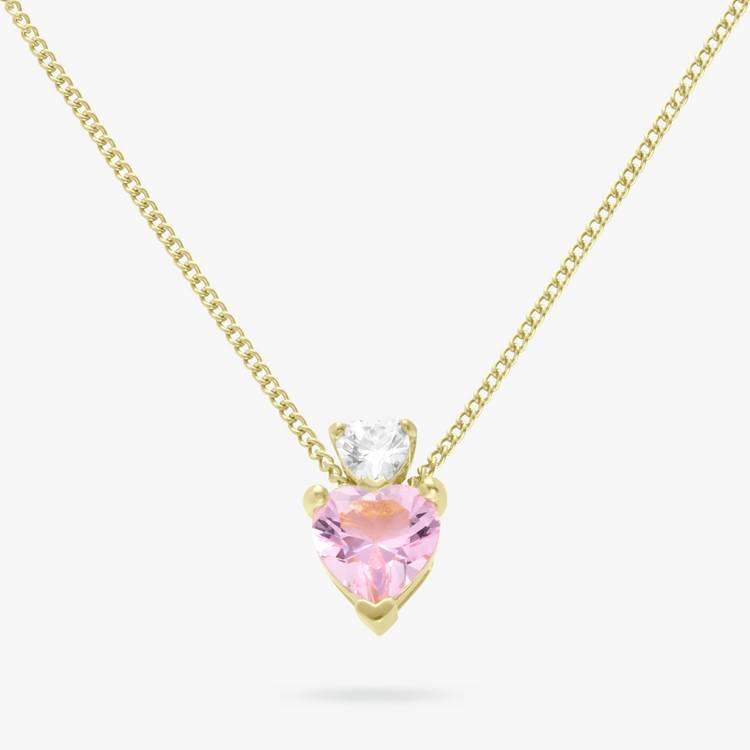 Revere gold plated silver double heart pendant necklace - British product