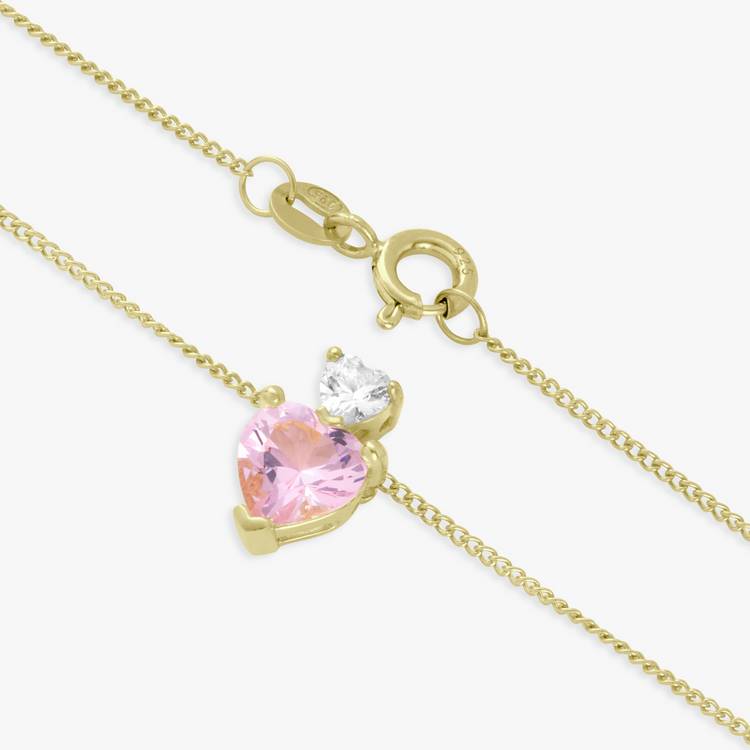 Revere gold plated silver double heart pendant necklace - British product