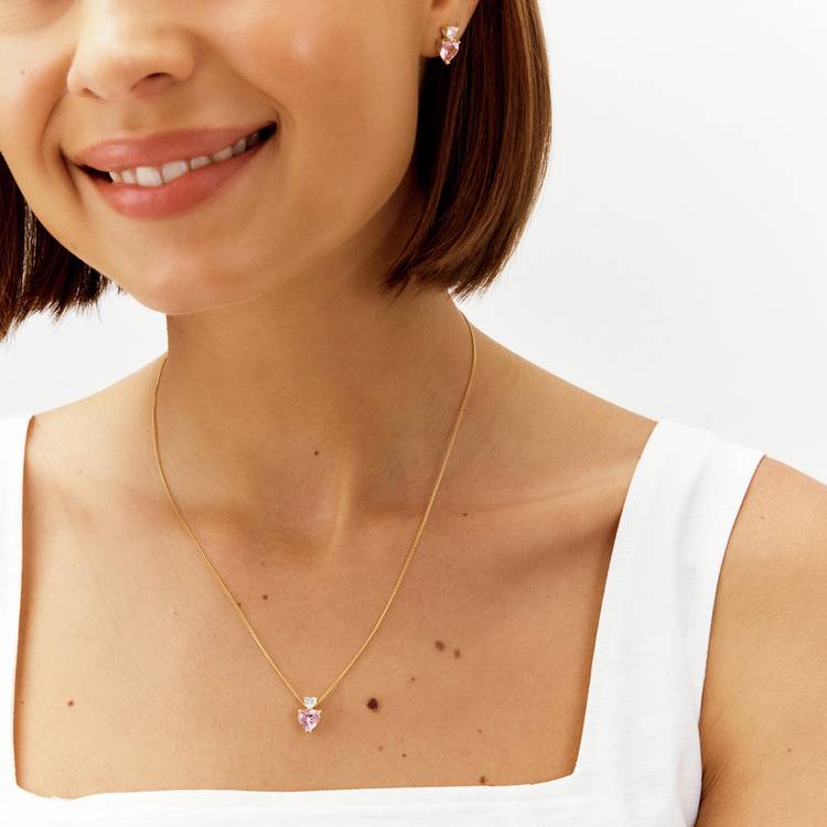 Revere gold plated silver double heart pendant necklace - British product