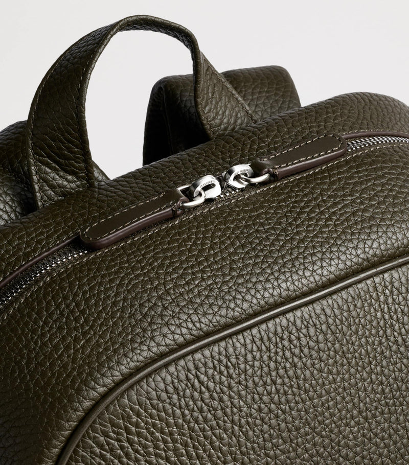 Carl Friedrik Ayrton grained leather backpack (British brand)