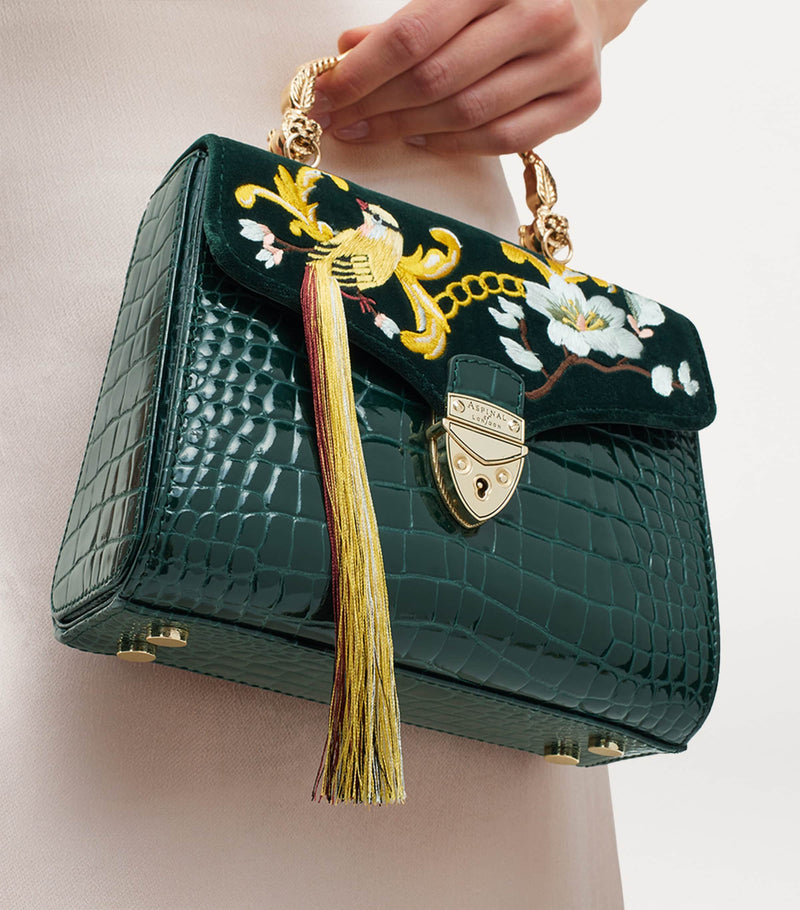 Aspinal of London Mayfair velvet top-handle bag midi (British brand)
