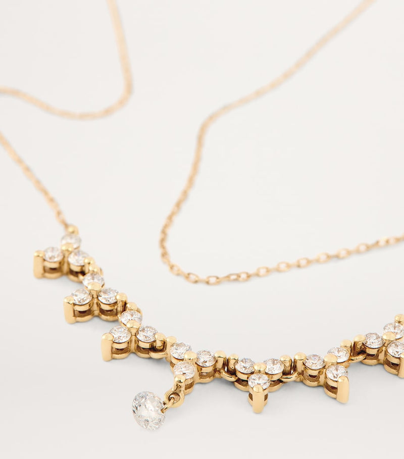 Persée diamond triangle tennis necklace in yellow gold - British product