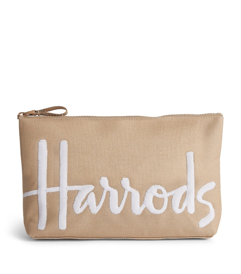 Harrods small cotton logo cosmetic bag, imported from the UK