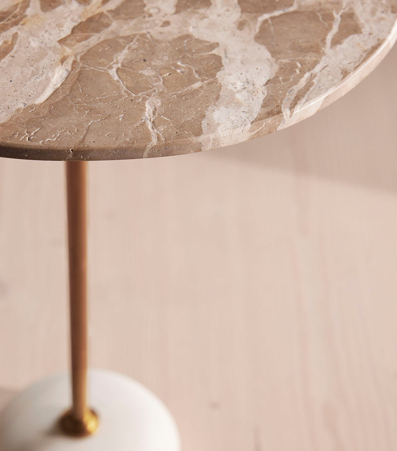 Soho Home marble Fleet side table with brass stem (British brand)