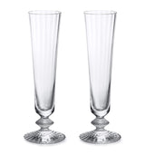 Harrods Set of 2 Crystal Champagne Flutes with Diamond-Cut Stem 180ml- Buy online at McGrocer