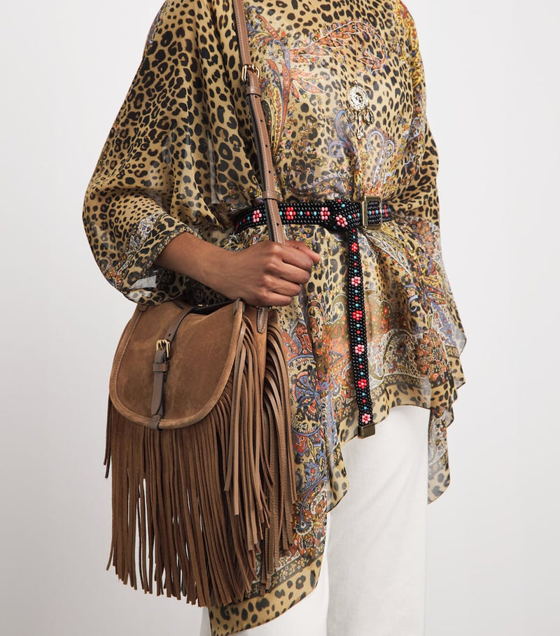 Etro small suede fringed pony shoulder bag (British brand)