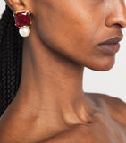 Carolina Herrera clip-on earrings faux pearl crystal, imported from the UK