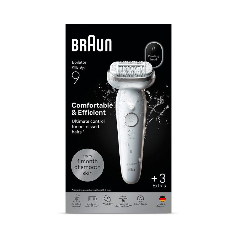 Braun Silk·épil 9 epilator 9-030 Silver, imported from the UK