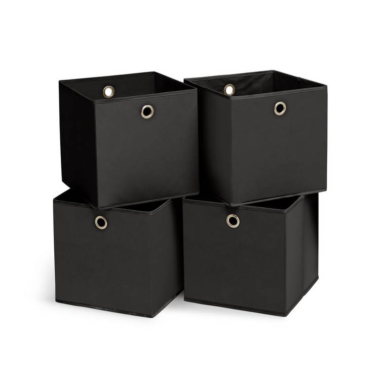 Argos Home set of 4 black square storage boxes 28cm, UK version