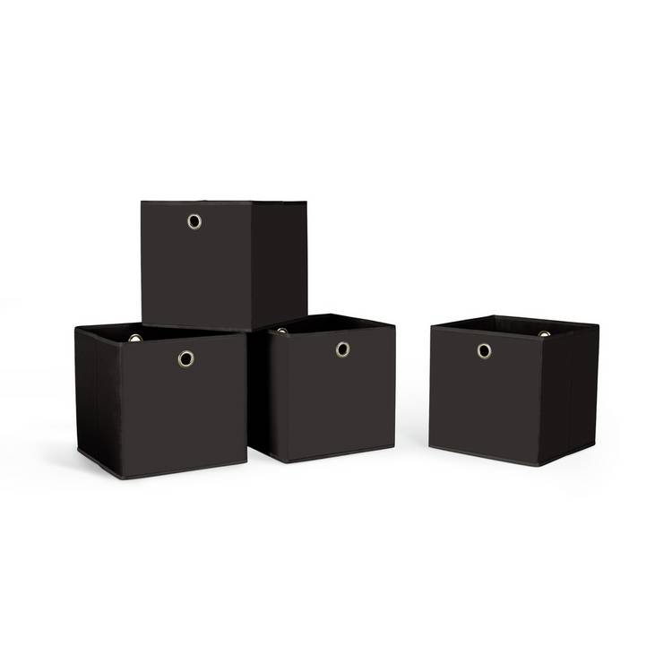 Argos Home set of 4 black square storage boxes 28cm, UK version