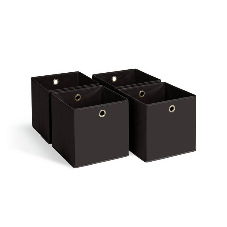 Argos Home set of 4 black square storage boxes 28cm, UK version