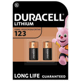 Duracell CR123A battery 2-pack, imported from the UK