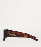 Saint Laurent pillowed square sunglasses in tortoiseshell with gold logo - British product