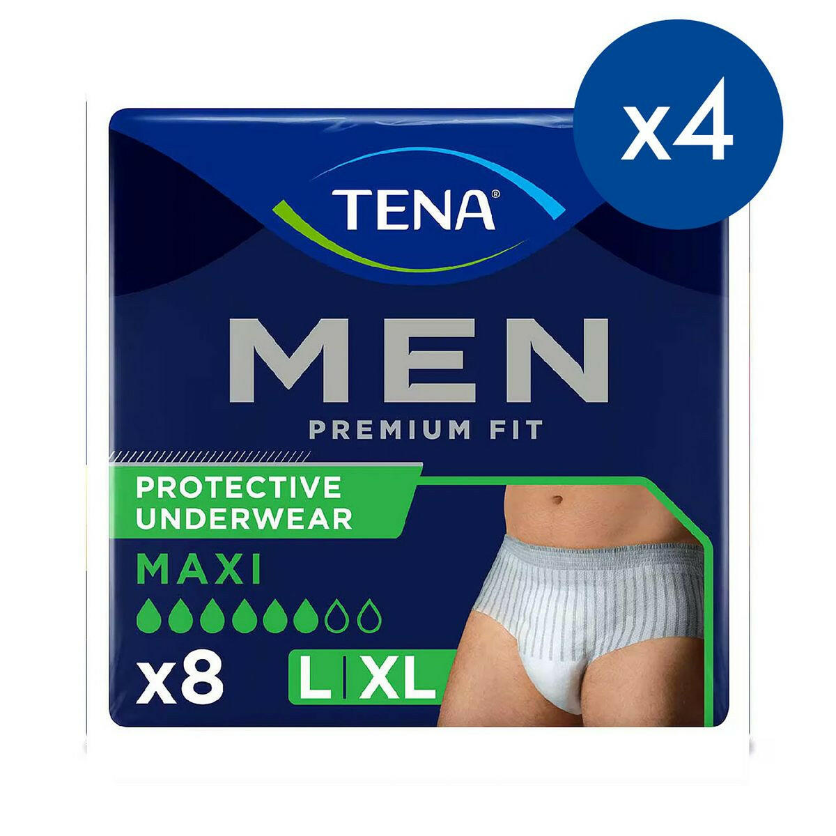 TENA Men Premium Fit Pants Maxi Large/Extra Large - 4 packs of 8 bundle GOODS Boots