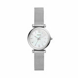 Argos Fossil Ladies Carlie Stainless Steel Silver Mesh Strap Watch- Buy online at McGrocer