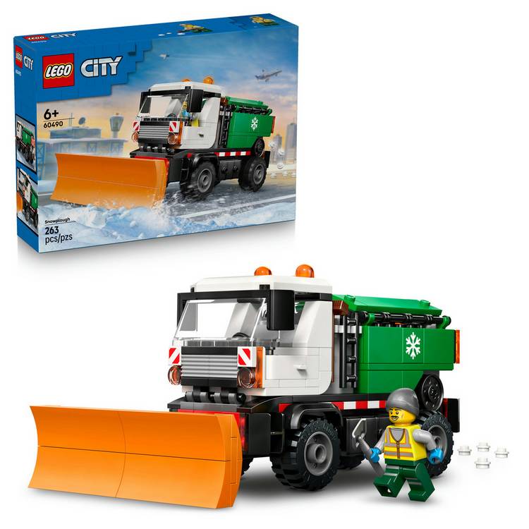 LEGO City Snowplough truck toy 263 pieces with minifigure, imported from the UK