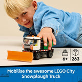 LEGO City Snowplough truck toy 263 pieces with minifigure, imported from the UK