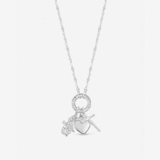 Revere Inicio christening charm pendant necklace silver plated 13mm, imported from the UK