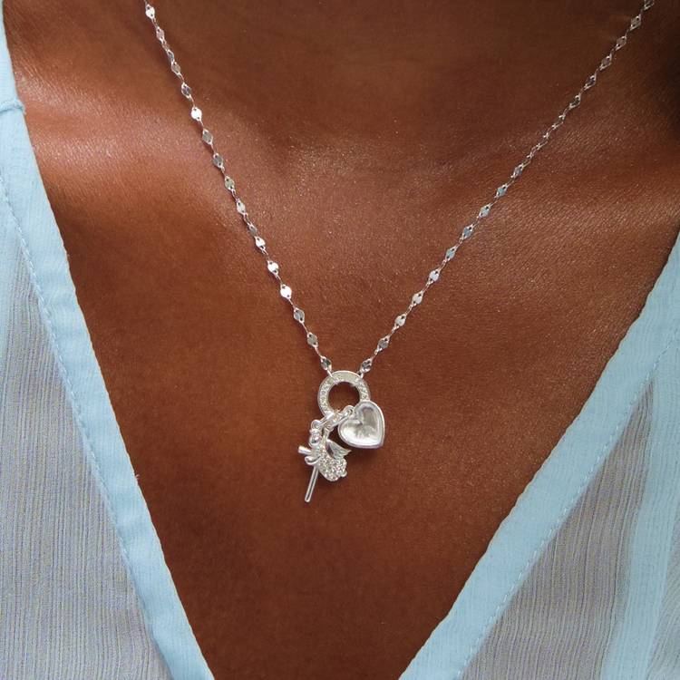 Revere Inicio christening charm pendant necklace silver plated 13mm, imported from the UK