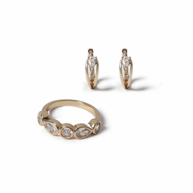 Liars & Lovers crystal hoop earrings and ring set, UK version