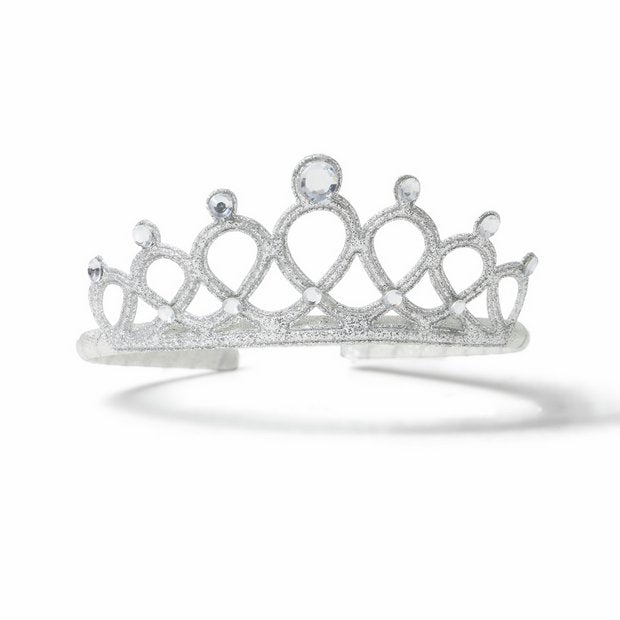 Flitzy silver glitter tiara with gem details, UK version