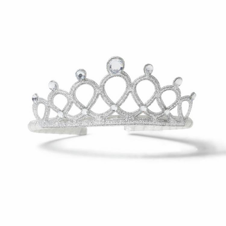 Flitzy silver glitter tiara with gem details, UK version