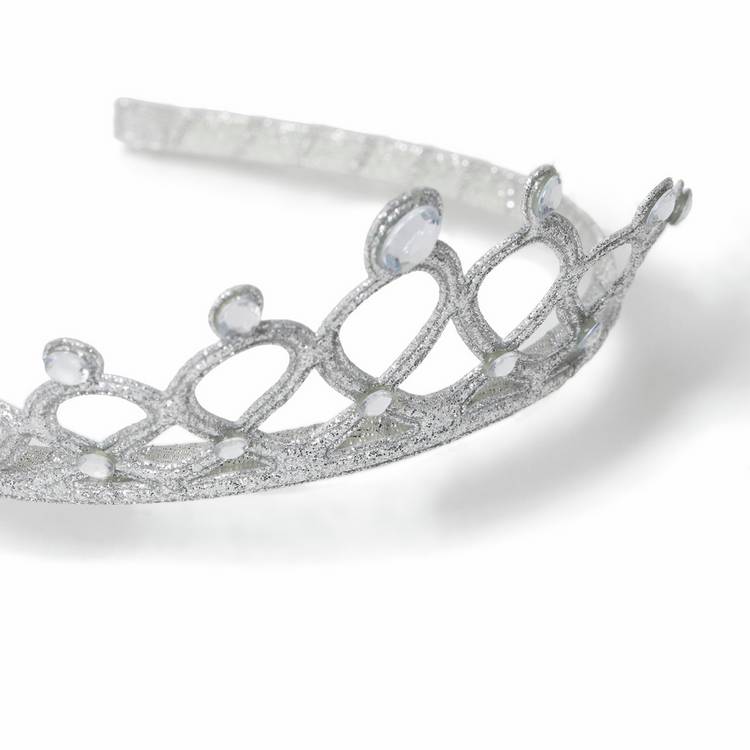 Flitzy silver glitter tiara with gem details, UK version
