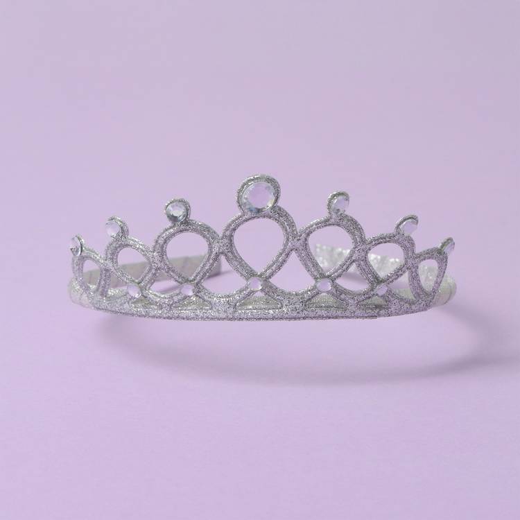 Flitzy silver glitter tiara with gem details, UK version