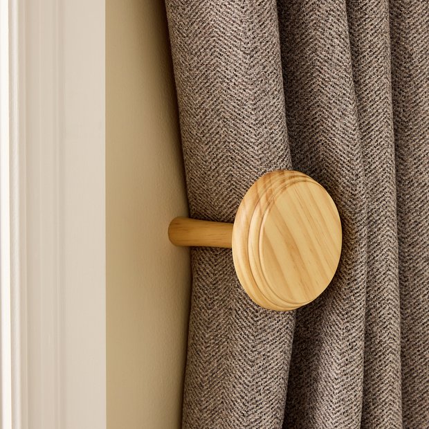 Argos Home natural wood curtain holdback pack of 2, British brand