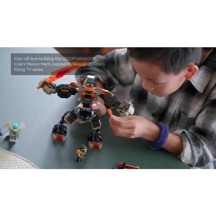 LEGO NINJAGO Cole's Mission Mech and Dragon Zane building set, UK version