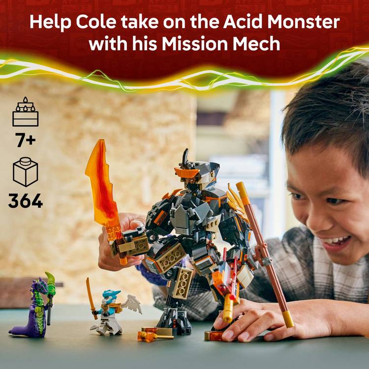 LEGO NINJAGO Cole's Mission Mech and Dragon Zane building set, UK version
