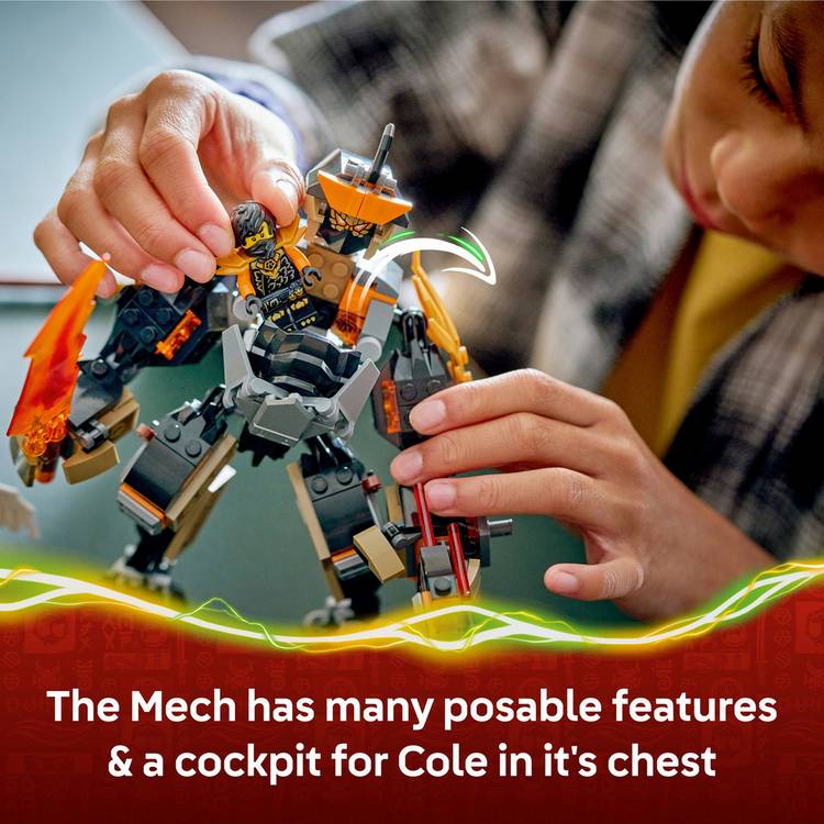 LEGO NINJAGO Cole's Mission Mech and Dragon Zane building set, UK version