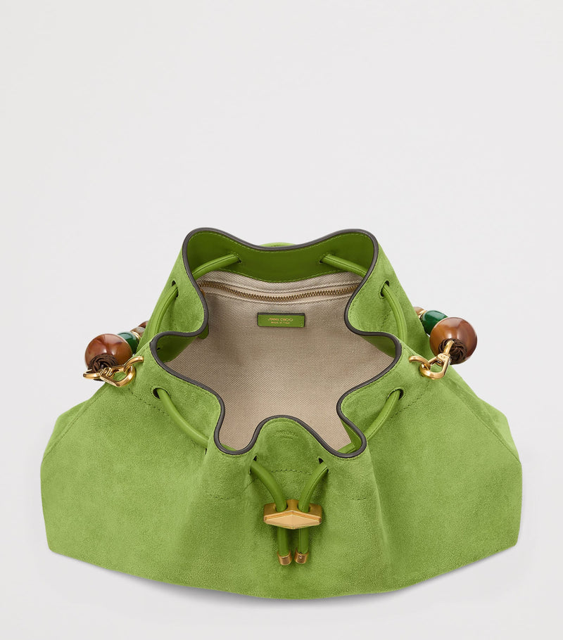 Jimmy Choo medium suede Cinch beaded bucket bag, UK version