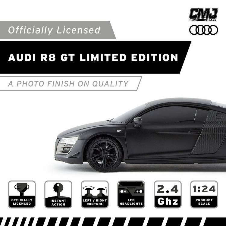 CMJ Audi R8 1:24 RC car black official model, UK version