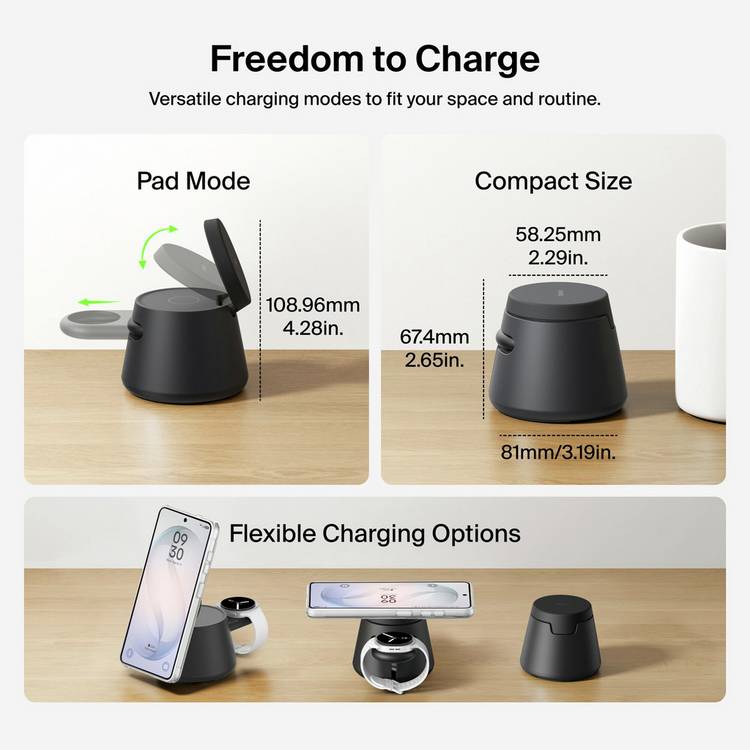 Belkin 25W Qi2 3-in-1 magnetic modular wireless charger (British brand)