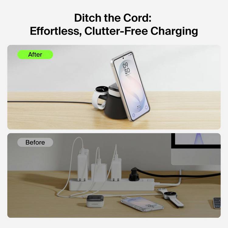 Belkin 25W Qi2 3-in-1 magnetic modular wireless charger (British brand)