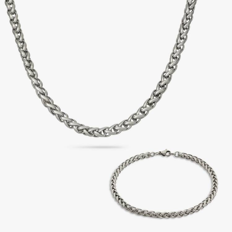 Revere men's stainless steel rope chain and bracelet set, UK version