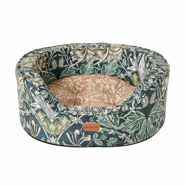 Morris & Co Honeysuckle and Acorn print dog bed medium, UK version