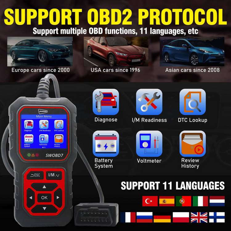 Streetwize OBD II diagnostic reader with cable - British product